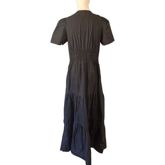 Quince Organic Cotton Tiered Maxi Dress Black Size S NWT - Picture 4 of 7